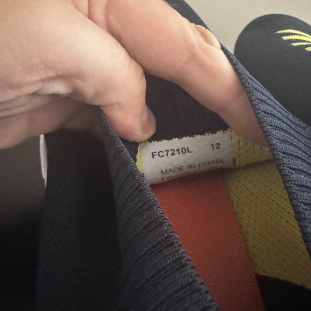 French Connection Sock Sneakers in Navy Blue w/ Yellow "FCUK", Men's US 13 - Picture 5 of 6